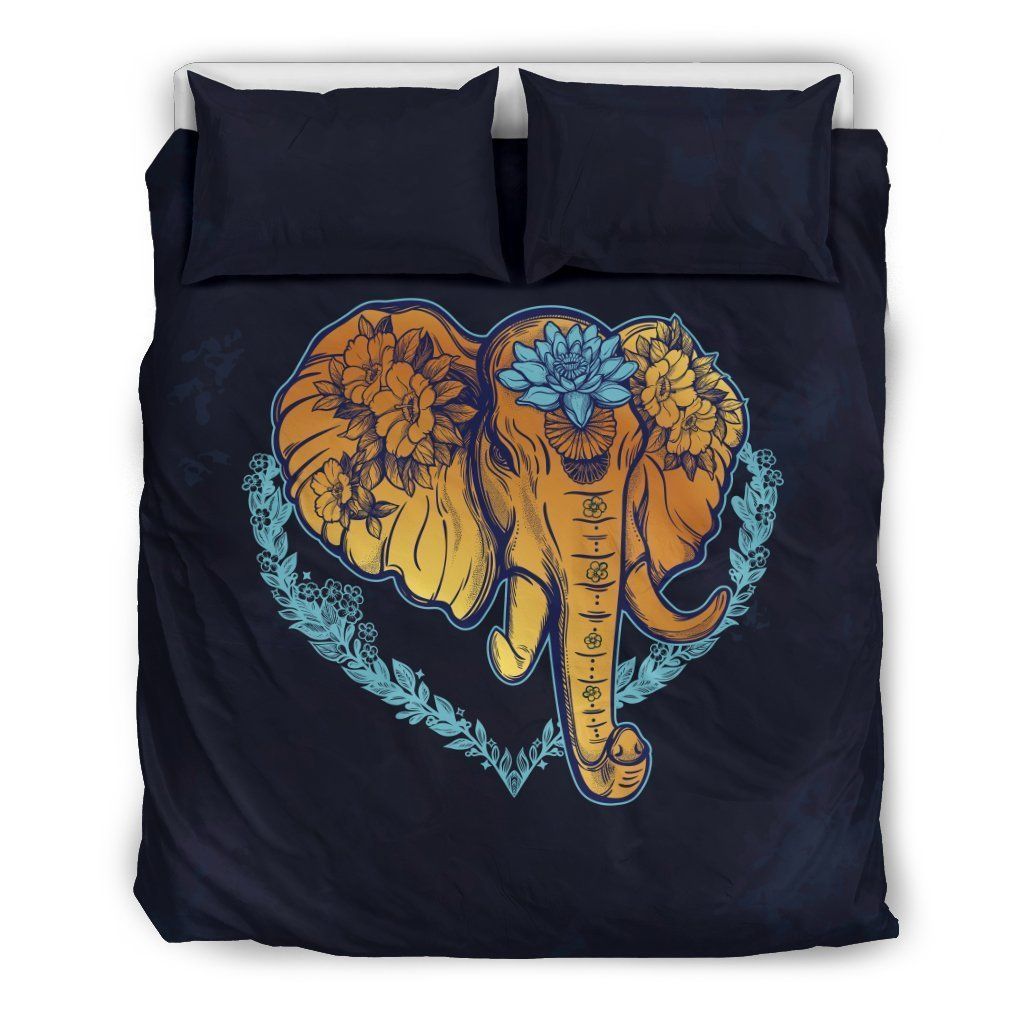 Gold Elephant Lotus Bedding Set