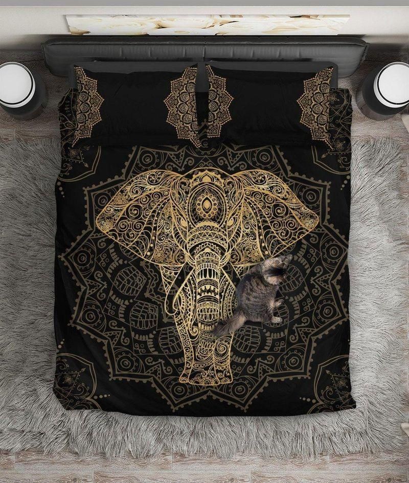 Gold Elephant Mandala Bedding Set