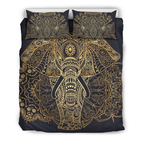 Gold Elephant Mandala Bedding Set