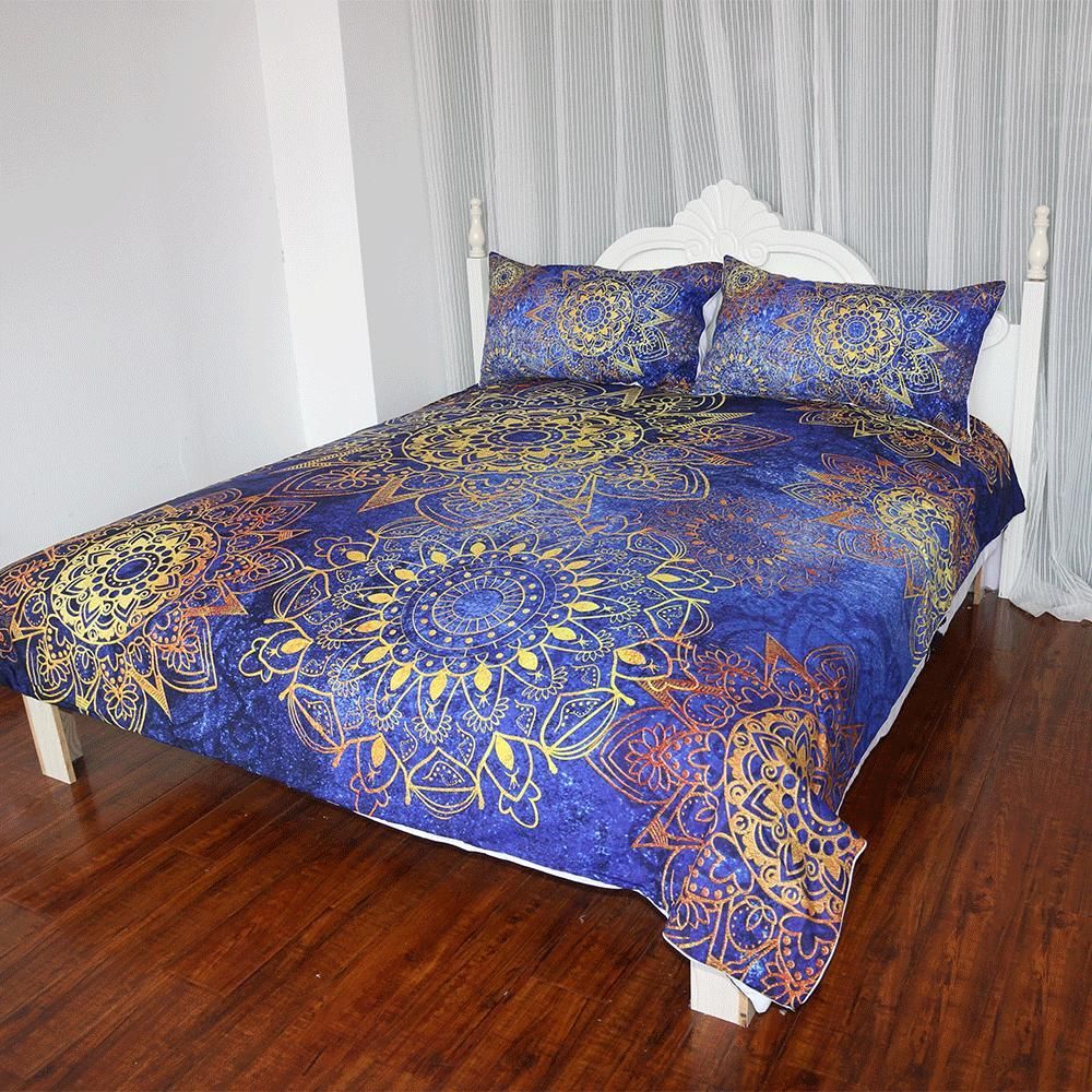 Gold Flowers Luxurious Mandala Bedding Set