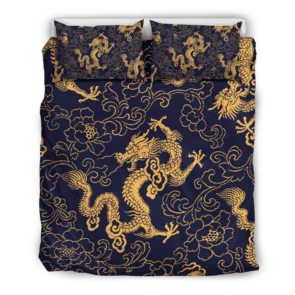 Gold Japanese Dragon Bedding Set