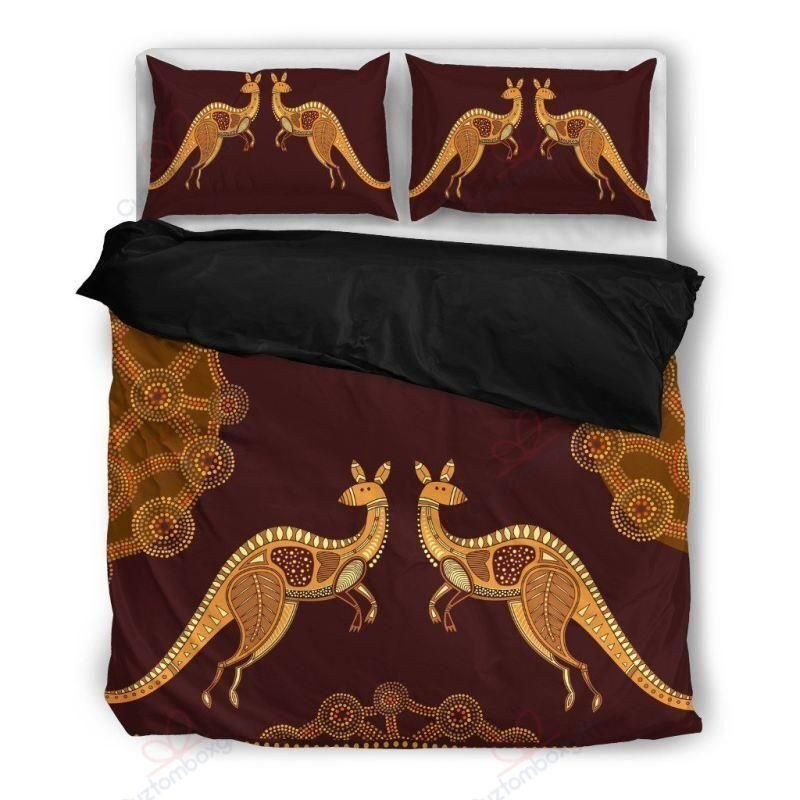 Gold Kangaroo Australia Printed Bedding Set