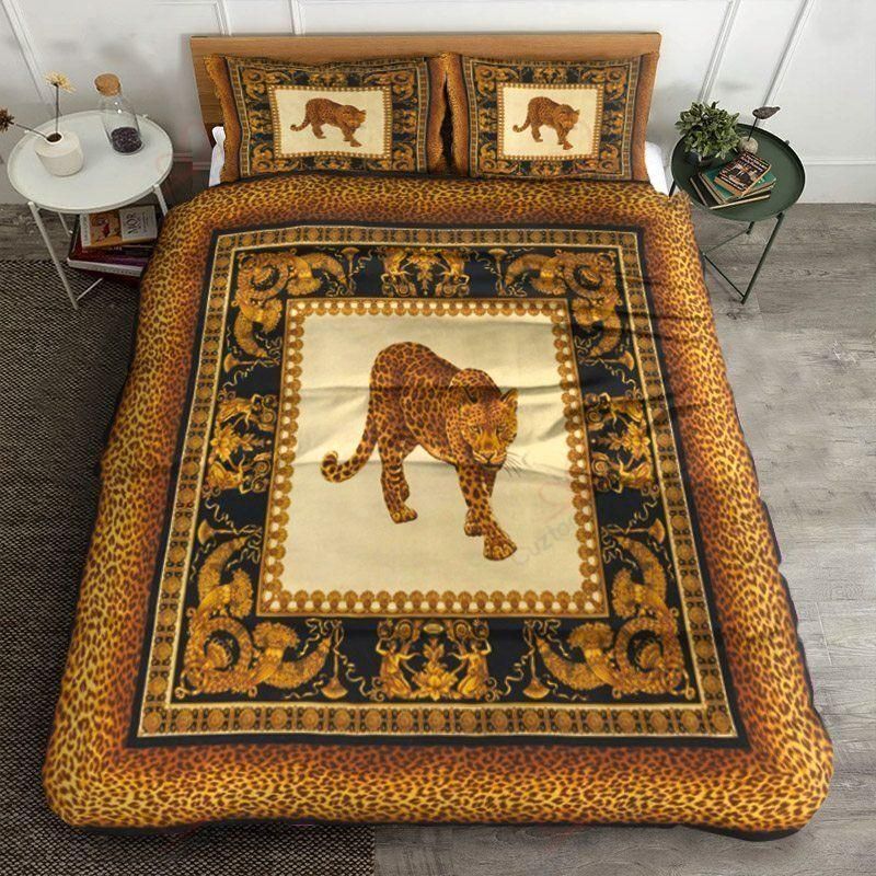 Gold Leopard Vintage Printed Bedding Set