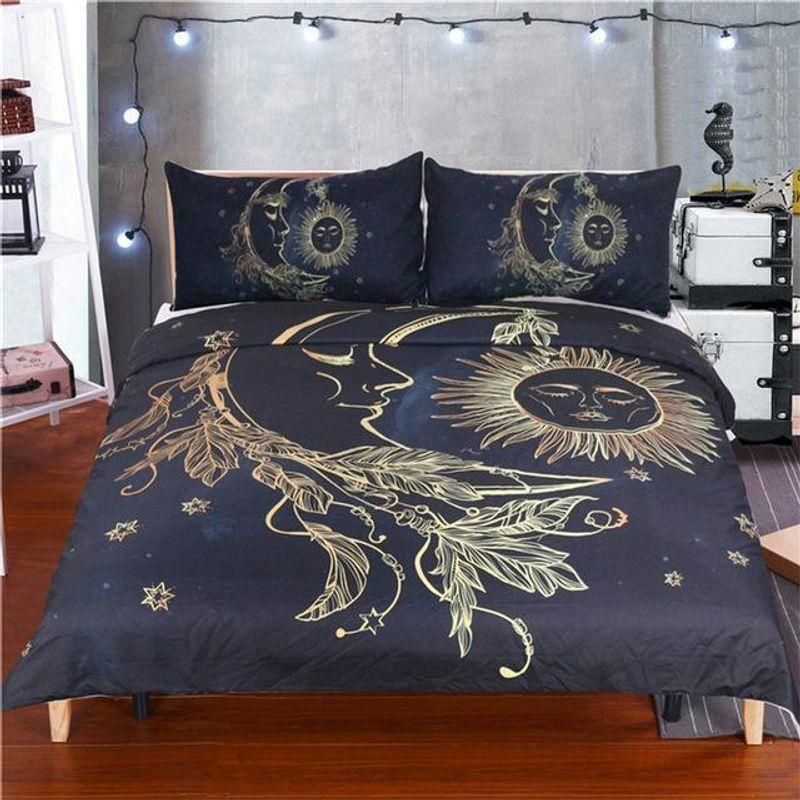 Gold Moon Accompanys Sun Printed Bedding Set