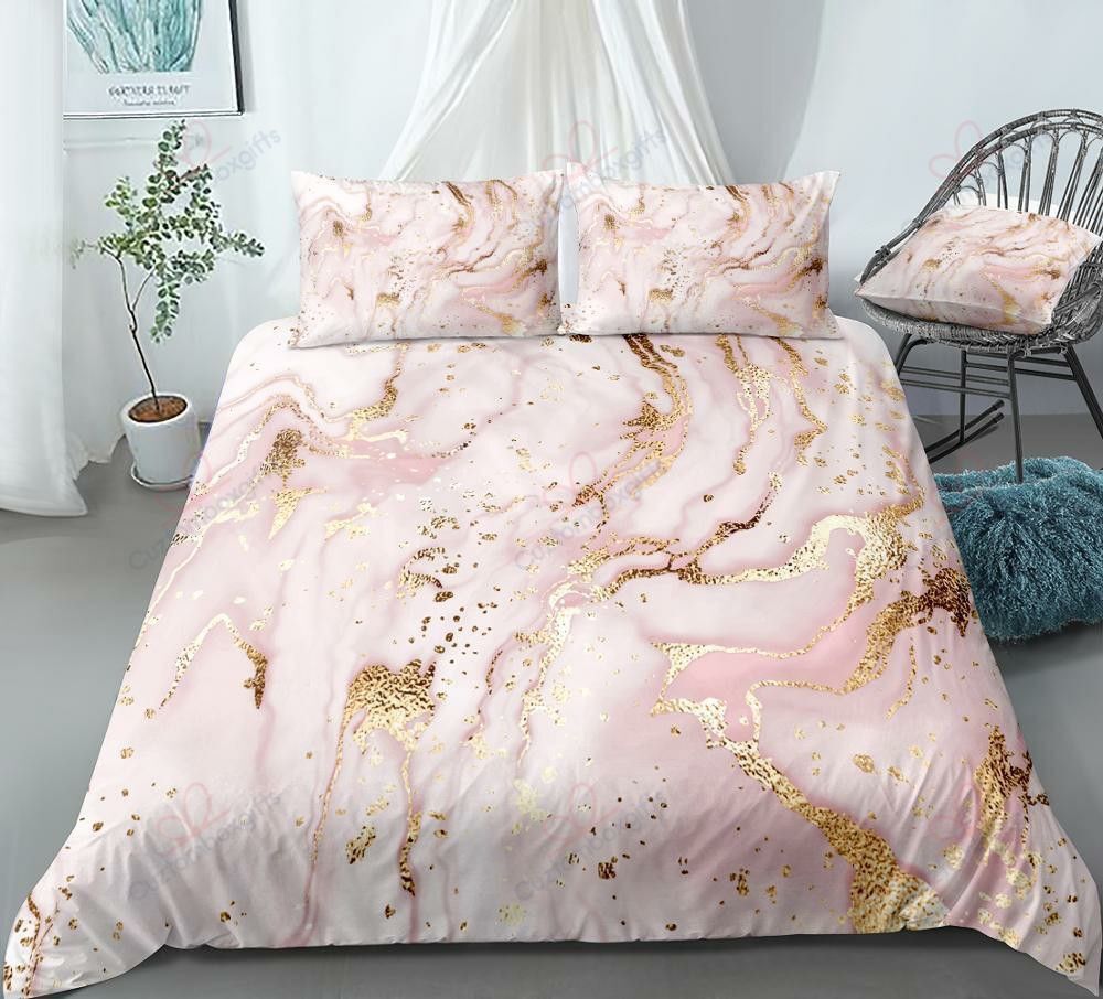 Gold Pink Quicksand Bedding Set
