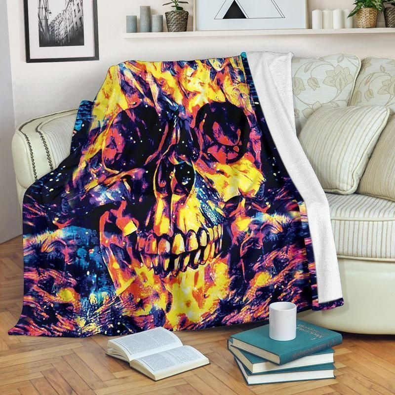Gold Skull Sherpa Fleece Blanket