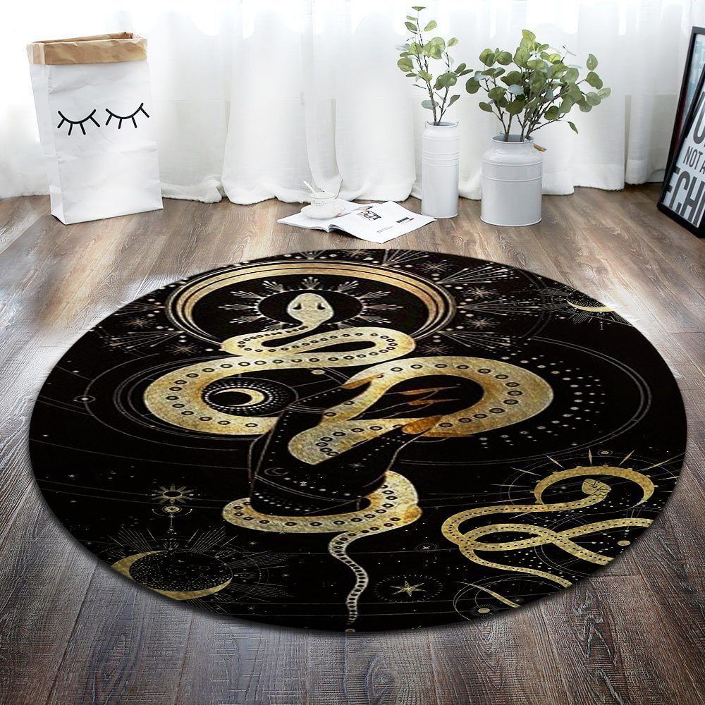 Gold Snake Pattern Round Carpet