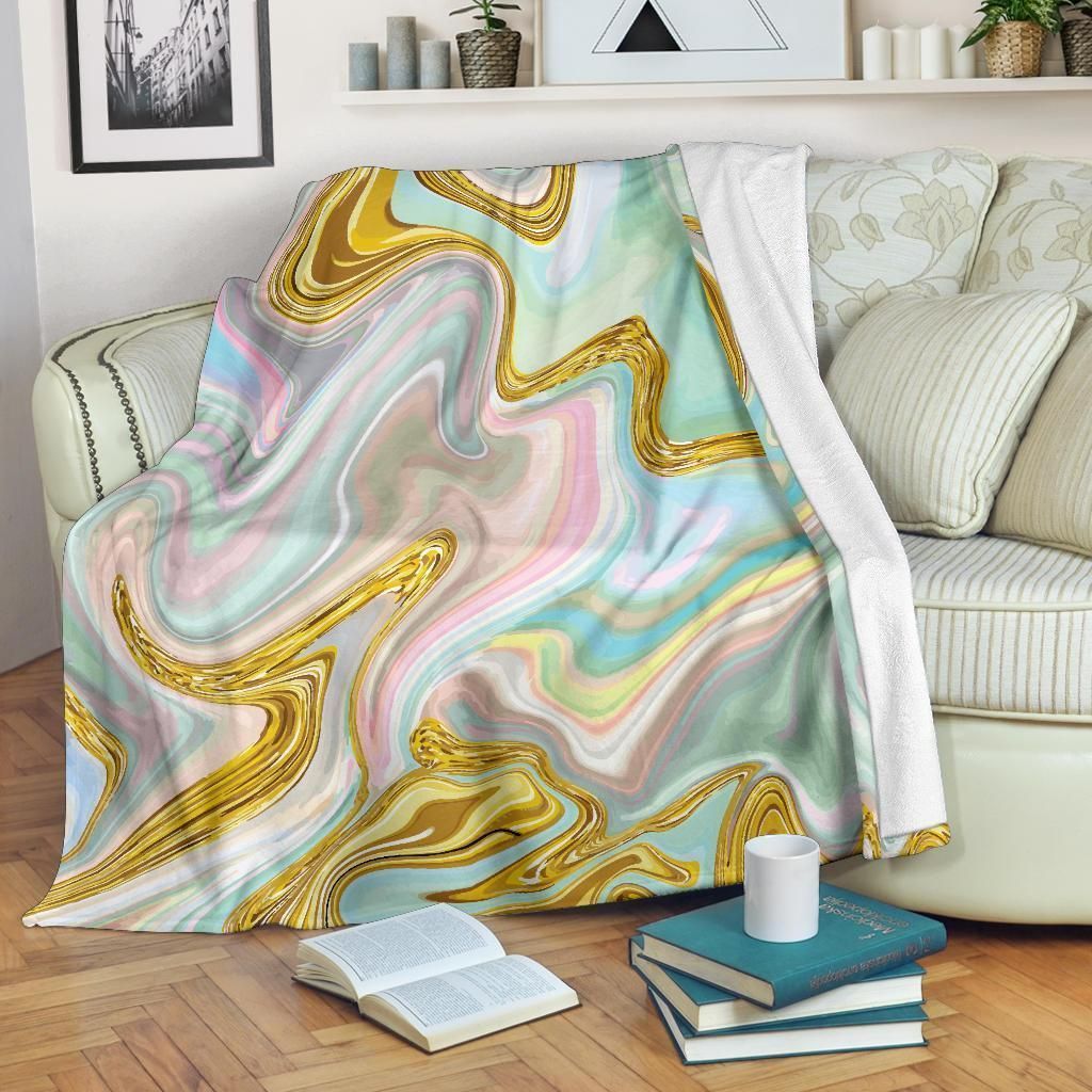 Gold Sweet Marble Art Fleece Blanket