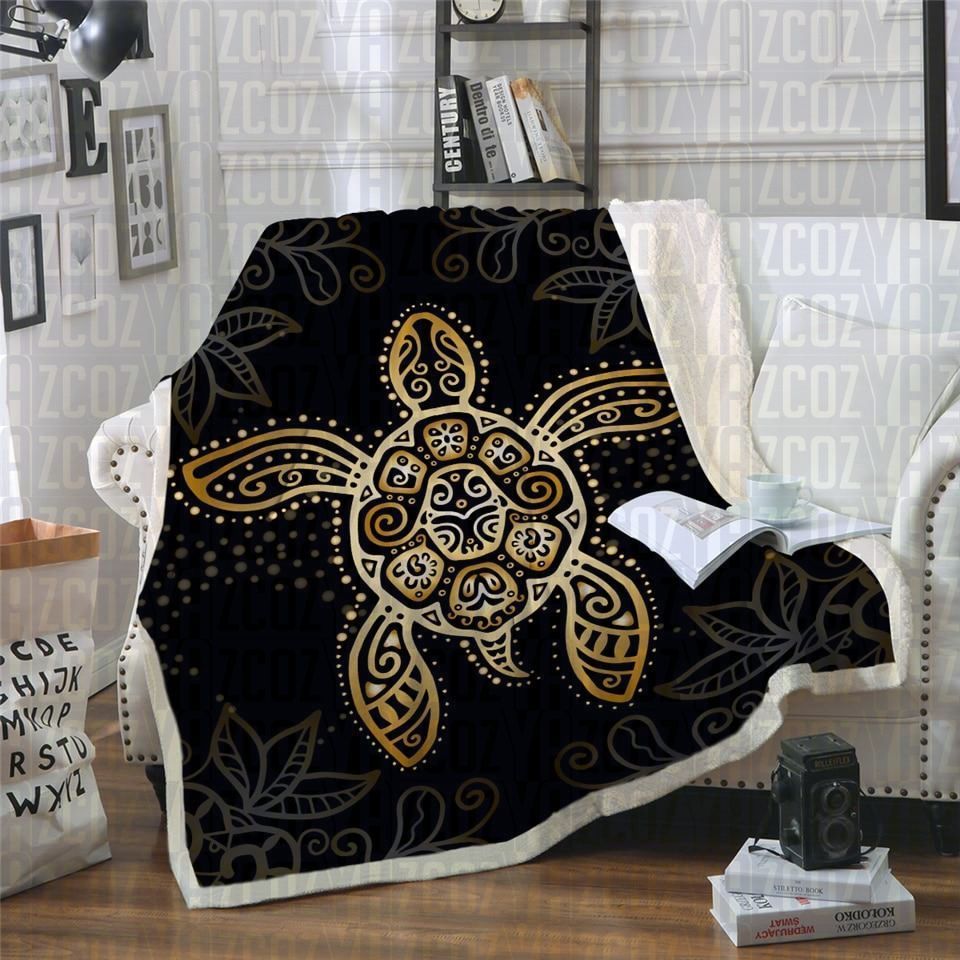 Gold Turtle Sherpa Fleece Blanket