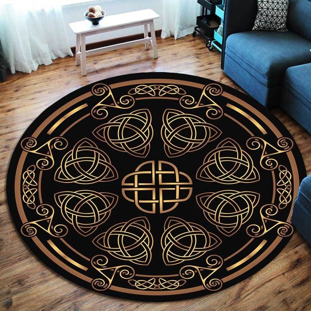 Golden Ancient Pagan Round Carpet