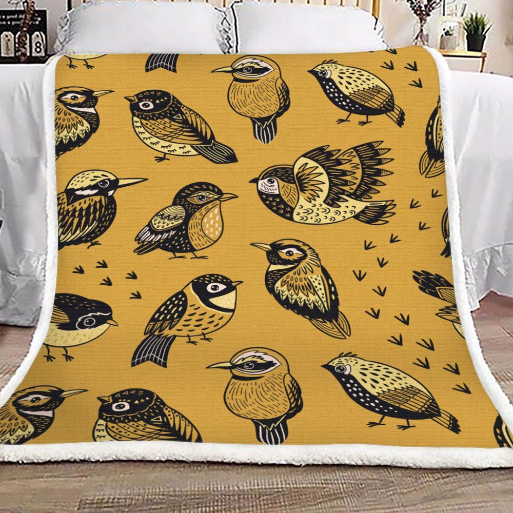 Golden Bird Sherpa Fleece Blanket