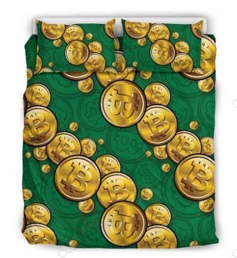 Golden Bitcoin Printed Bedding Set