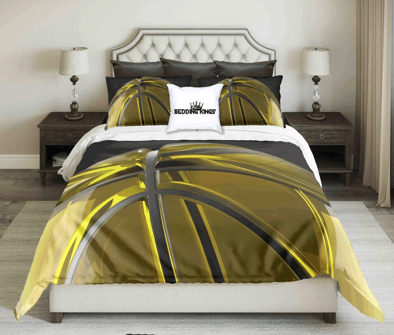 Golden Black Basketball Bedding Set
