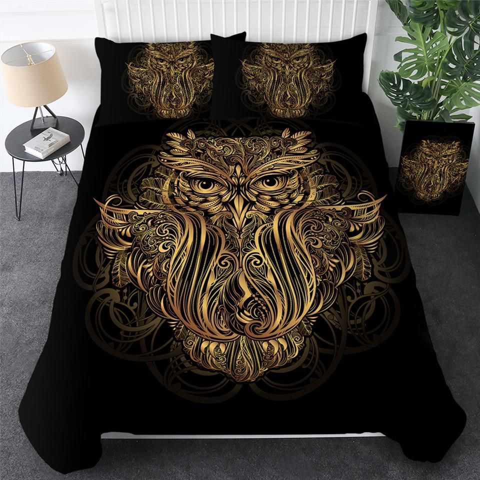 Golden Bohemian Owl Bedding Set