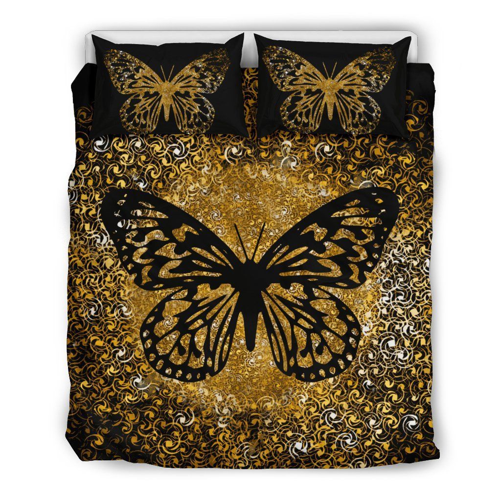 Golden Butterfly Bedding Set
