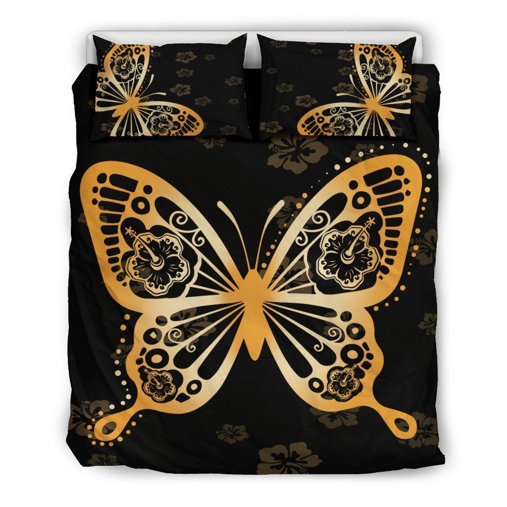 Golden Butterfly Bedding Set