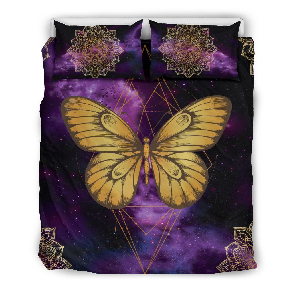 Golden Butterfly Bedding Set