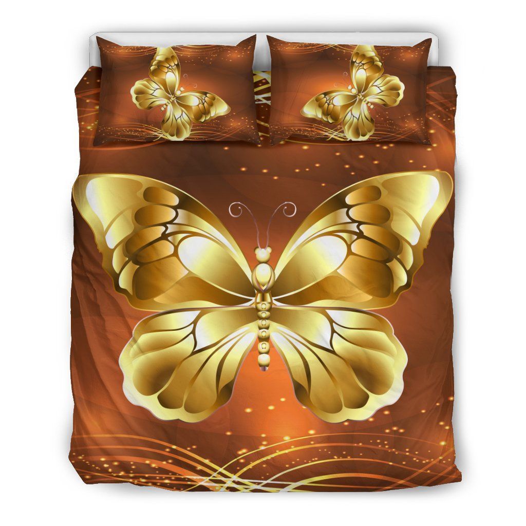 Golden Butterfly Bedding Set