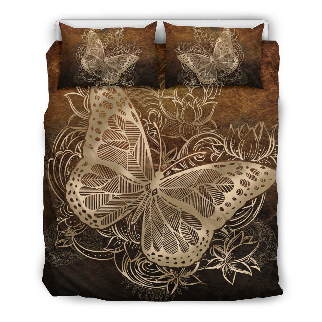 Golden Butterfly Bedding Set