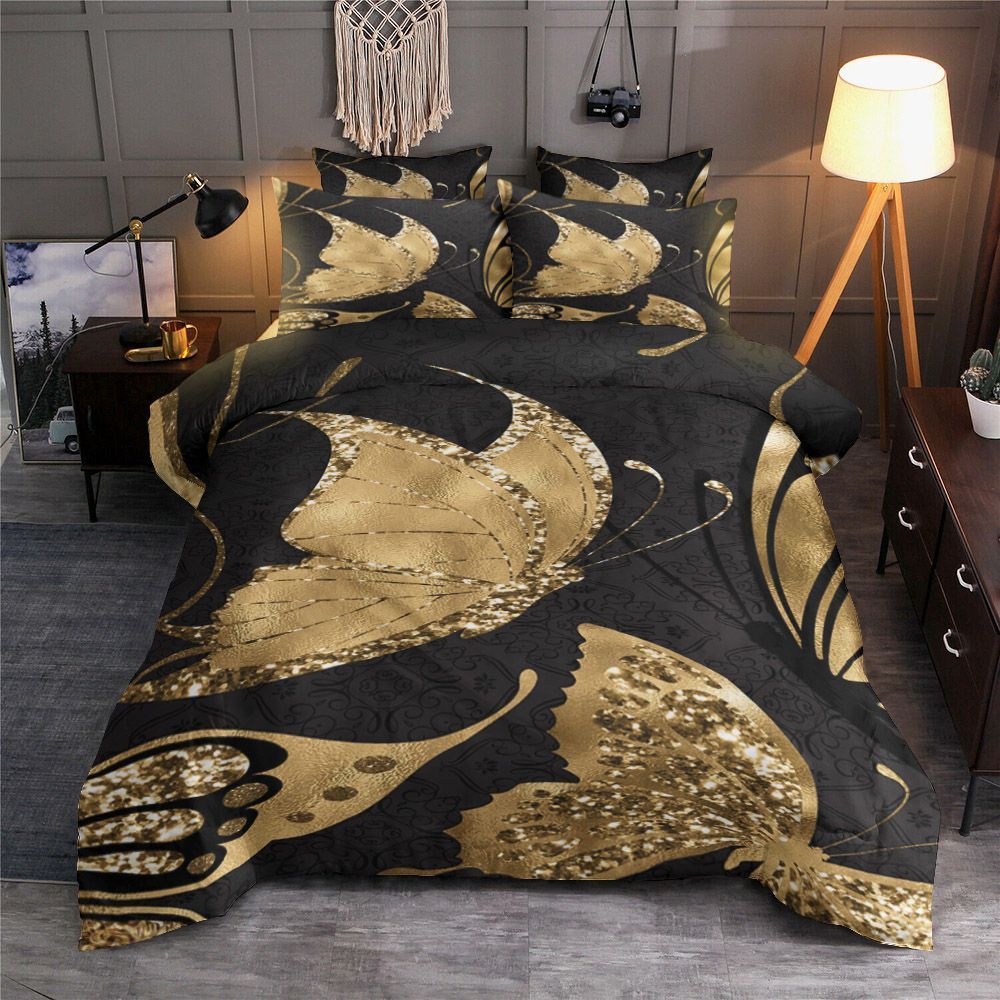 Golden Butterfly Bedding Set
