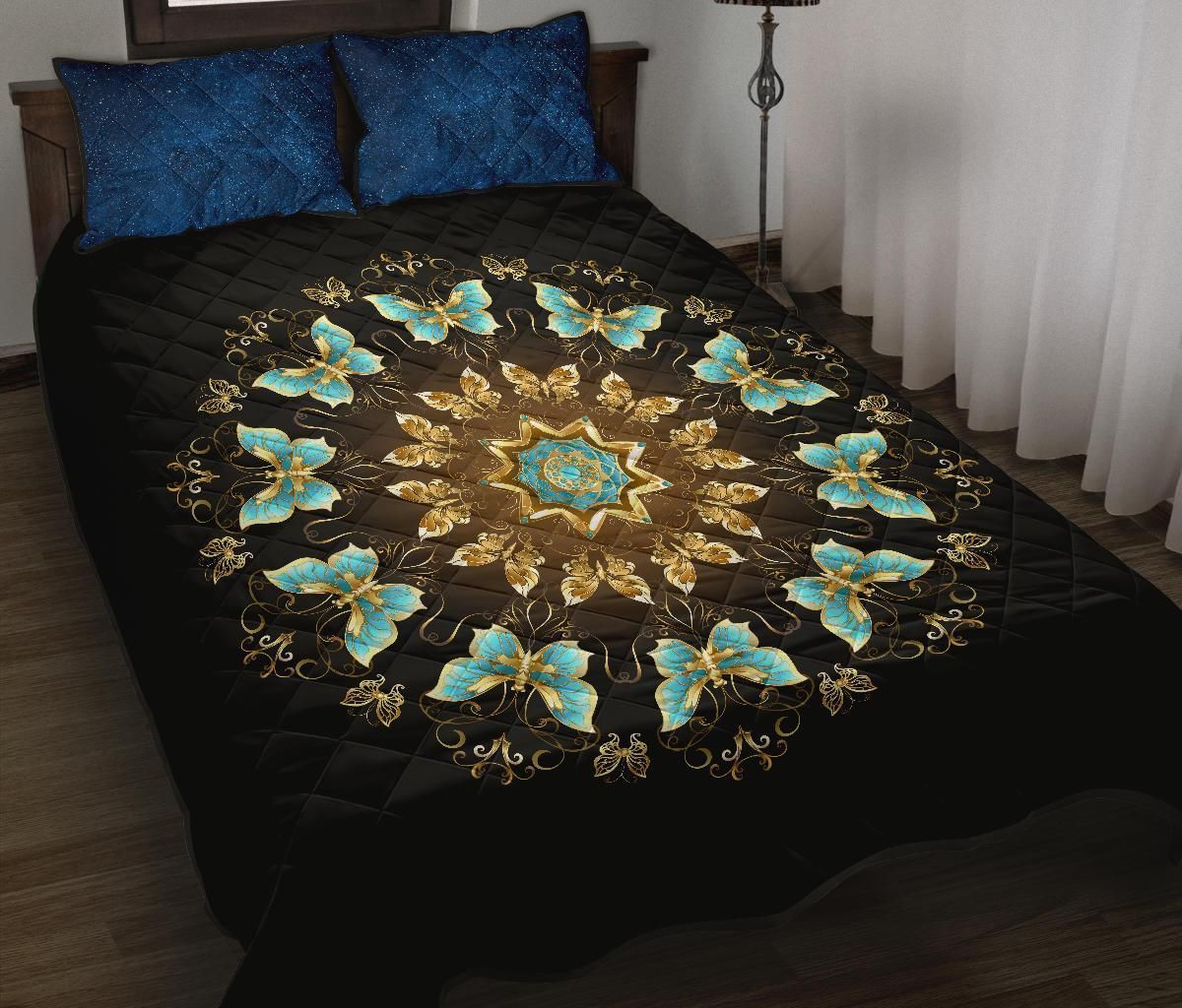 Golden Butterfly Green Bedding Set