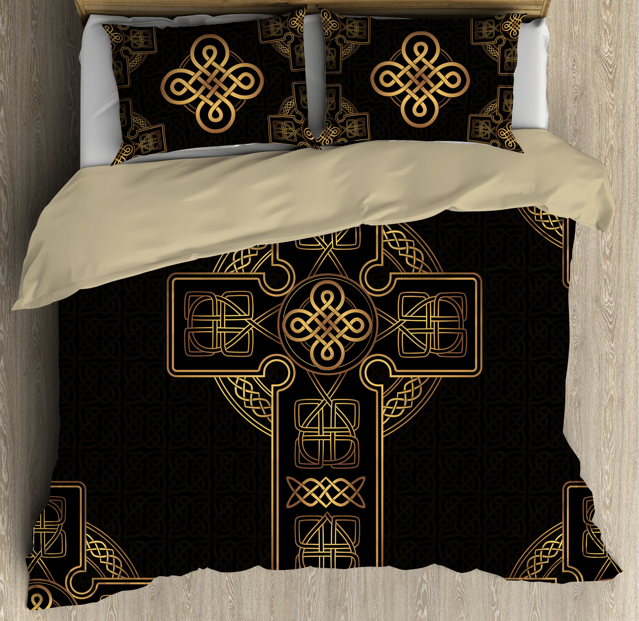 Golden Celtic Cross St Patrick’s Day Bedding Set