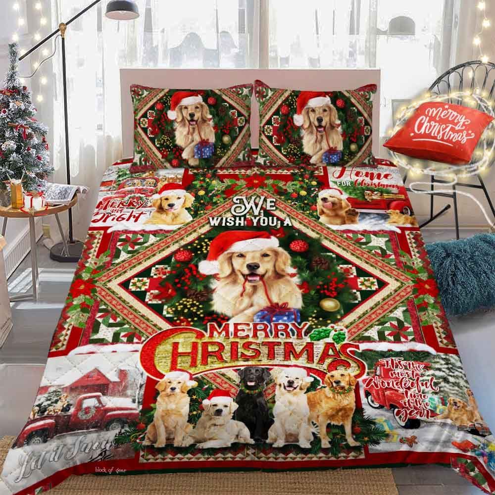 Golden Christmas Bedding Set