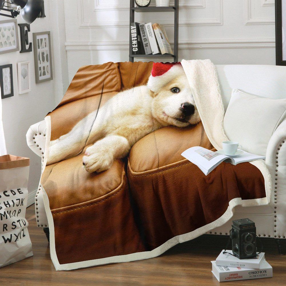Golden Christmas Sherpa Fleece Blanket