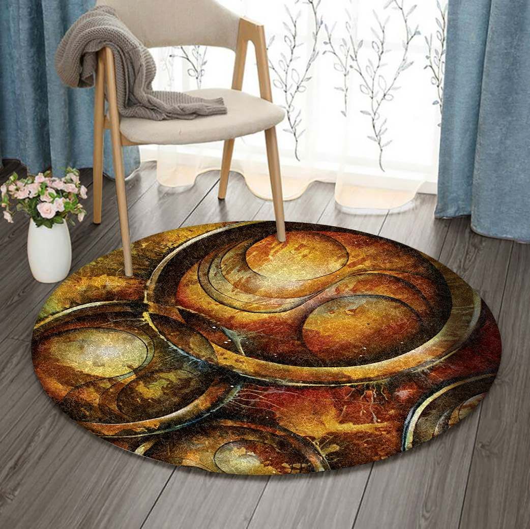 Golden Circle Round Carpet