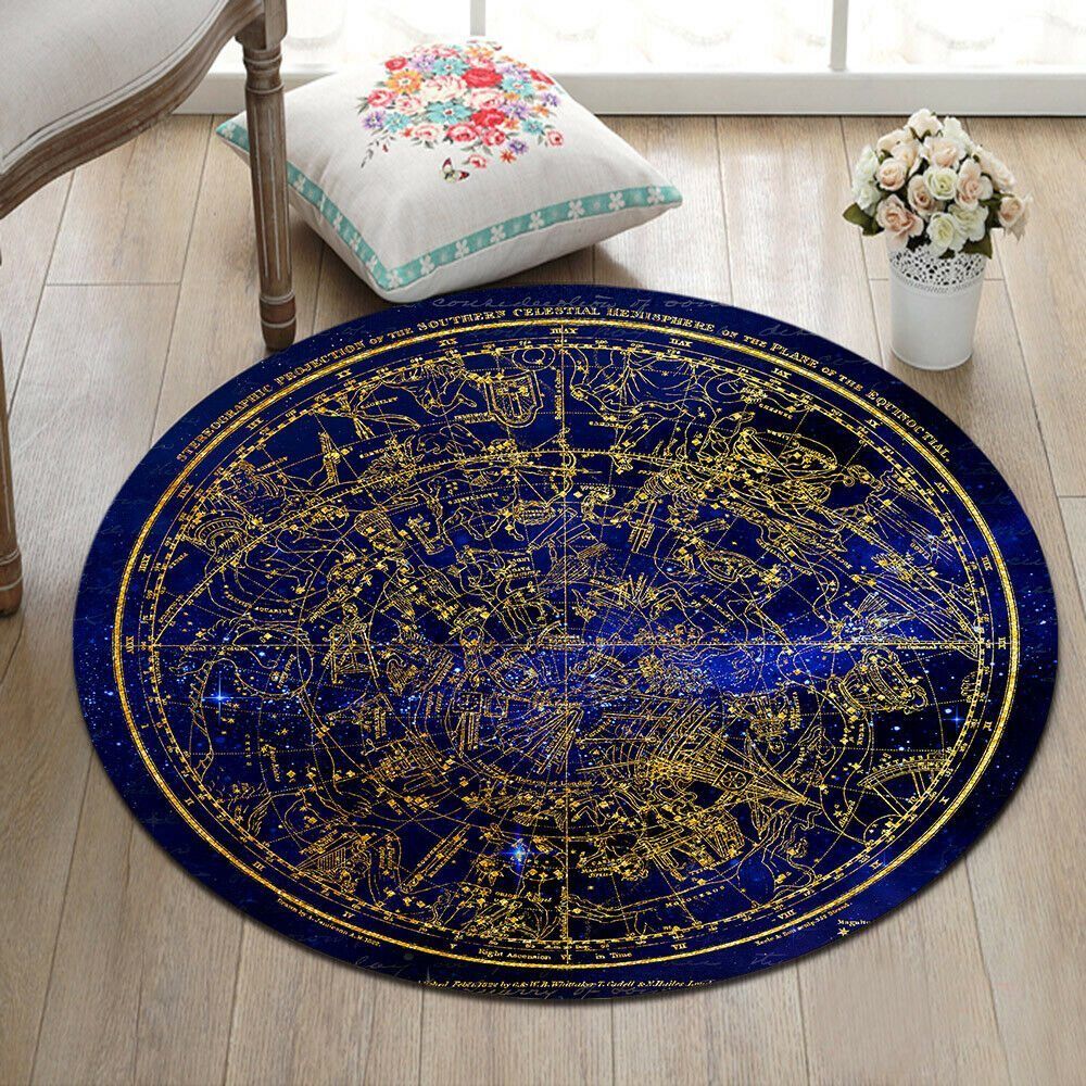 Golden Constellation Round Carpet
