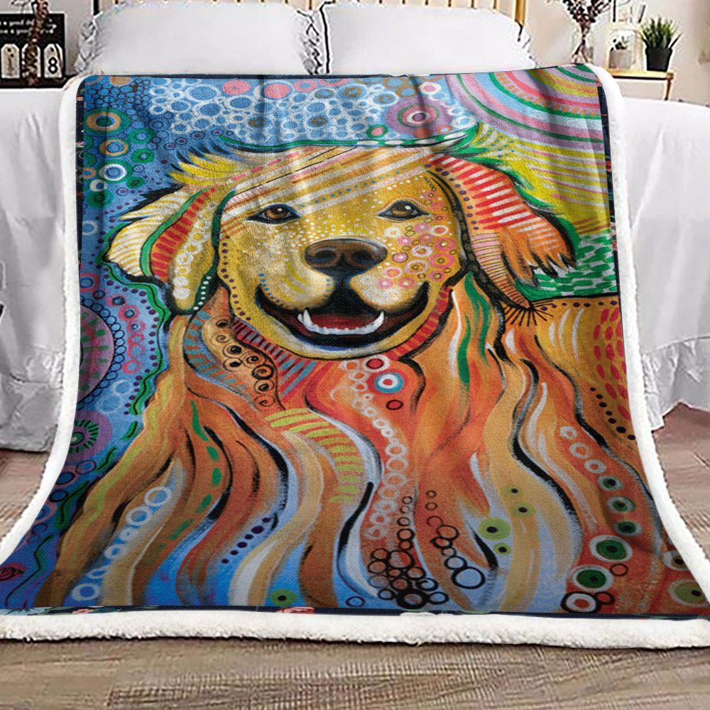 Golden Dog Sherpa Fleece Blanket