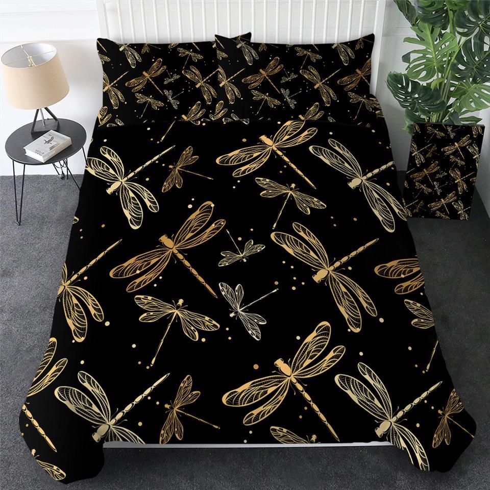 Golden Dragonflies Bedding Set