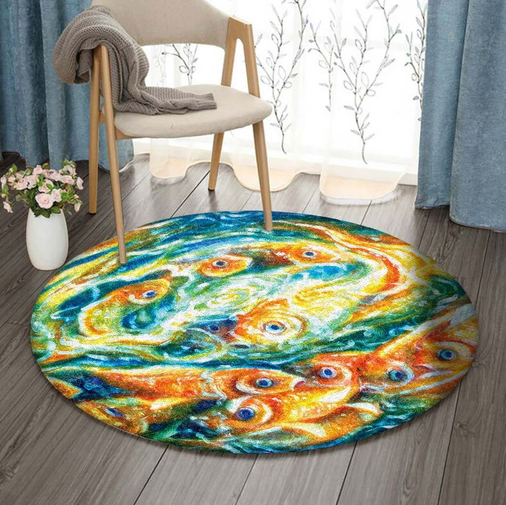Golden Fish Round Carpet