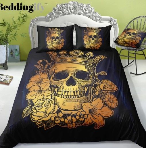 Golden King Skull Bedding Set