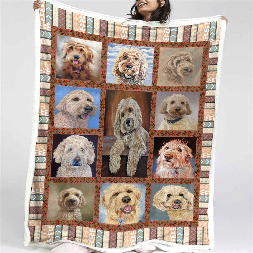 Golden Labradoodle Dog Vintage Fleece Blanket