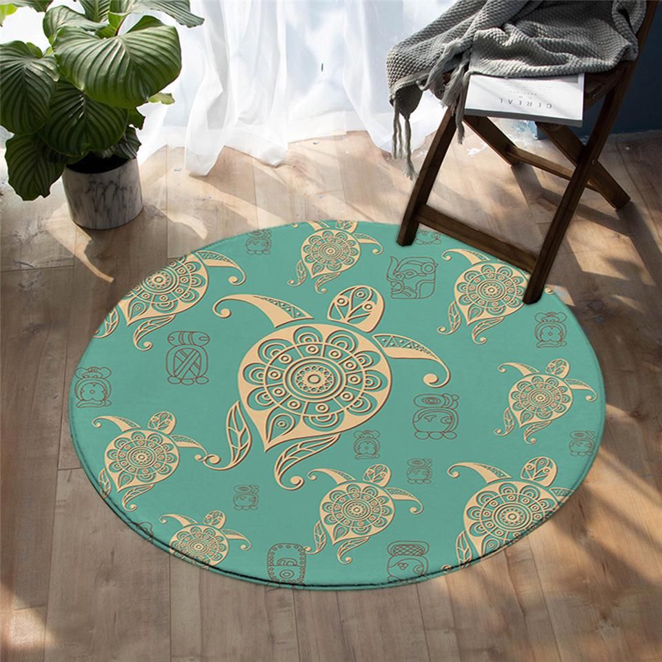 Golden Line Turtle Round Carpet