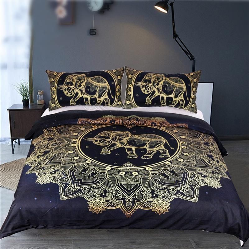 Golden Mandala Elephant Bedding Set