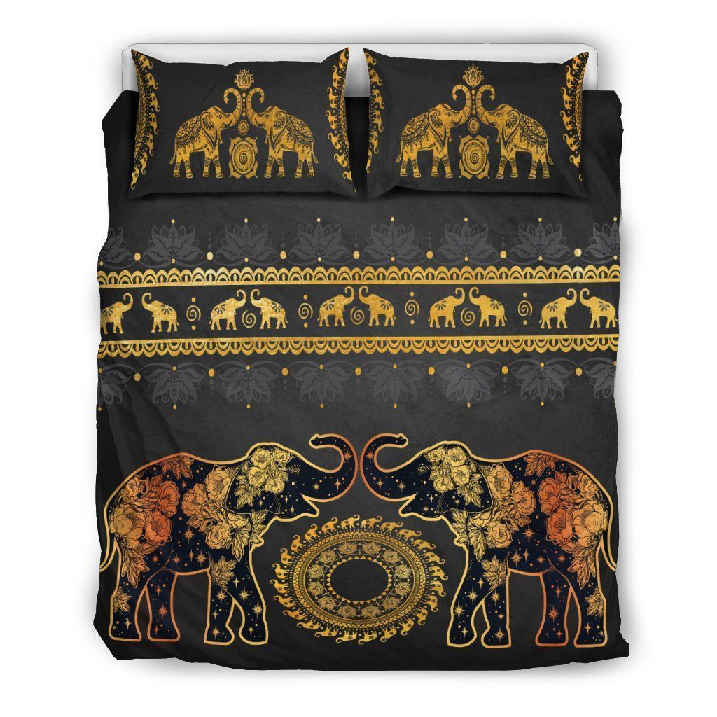 Golden Mandala Elephant Bedding Set