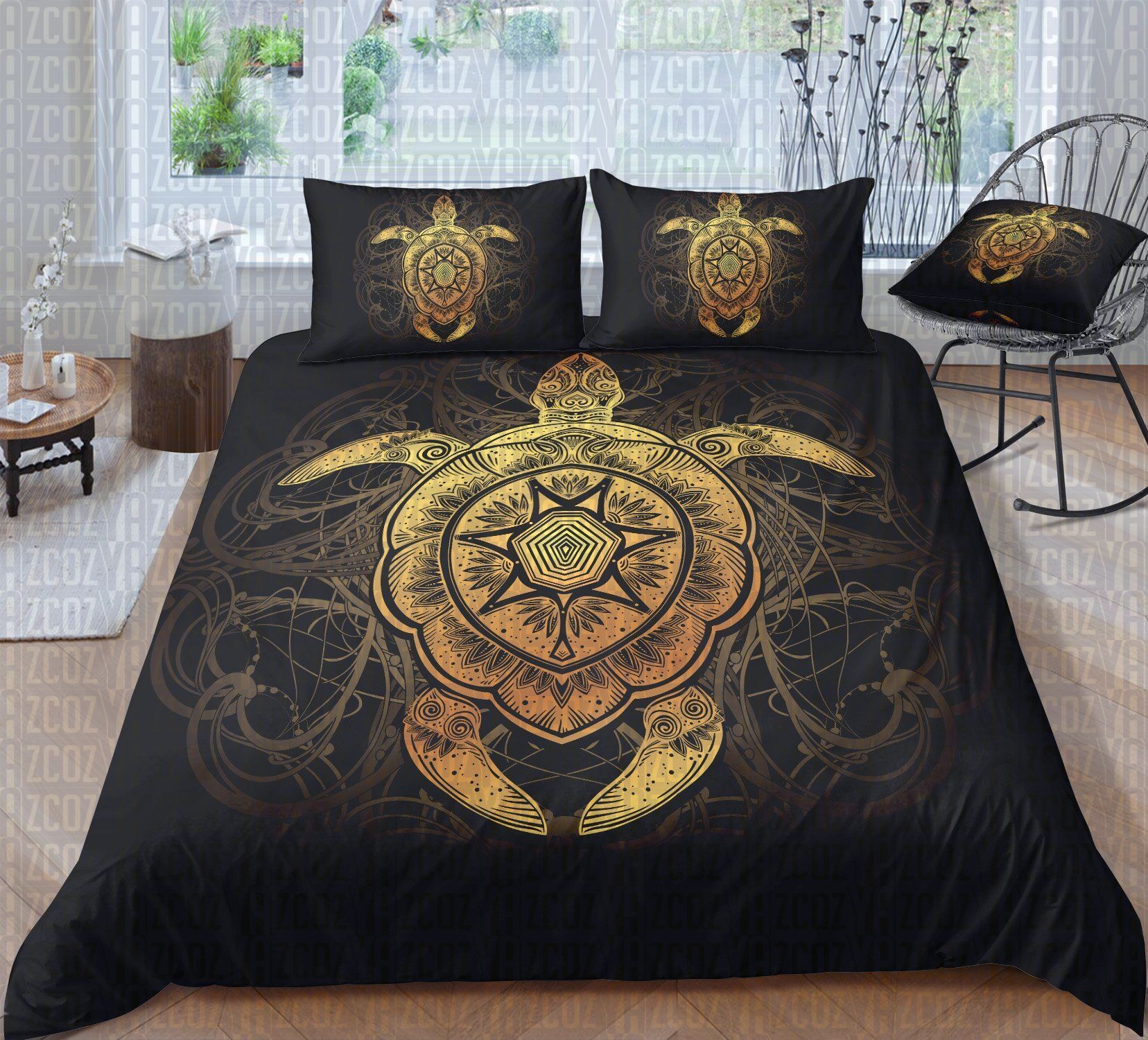 Golden Ornate Turtle Bedding Set