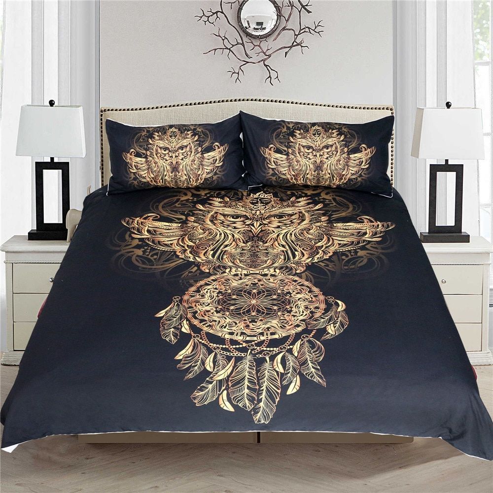 Golden Owl 3D Bedding Set