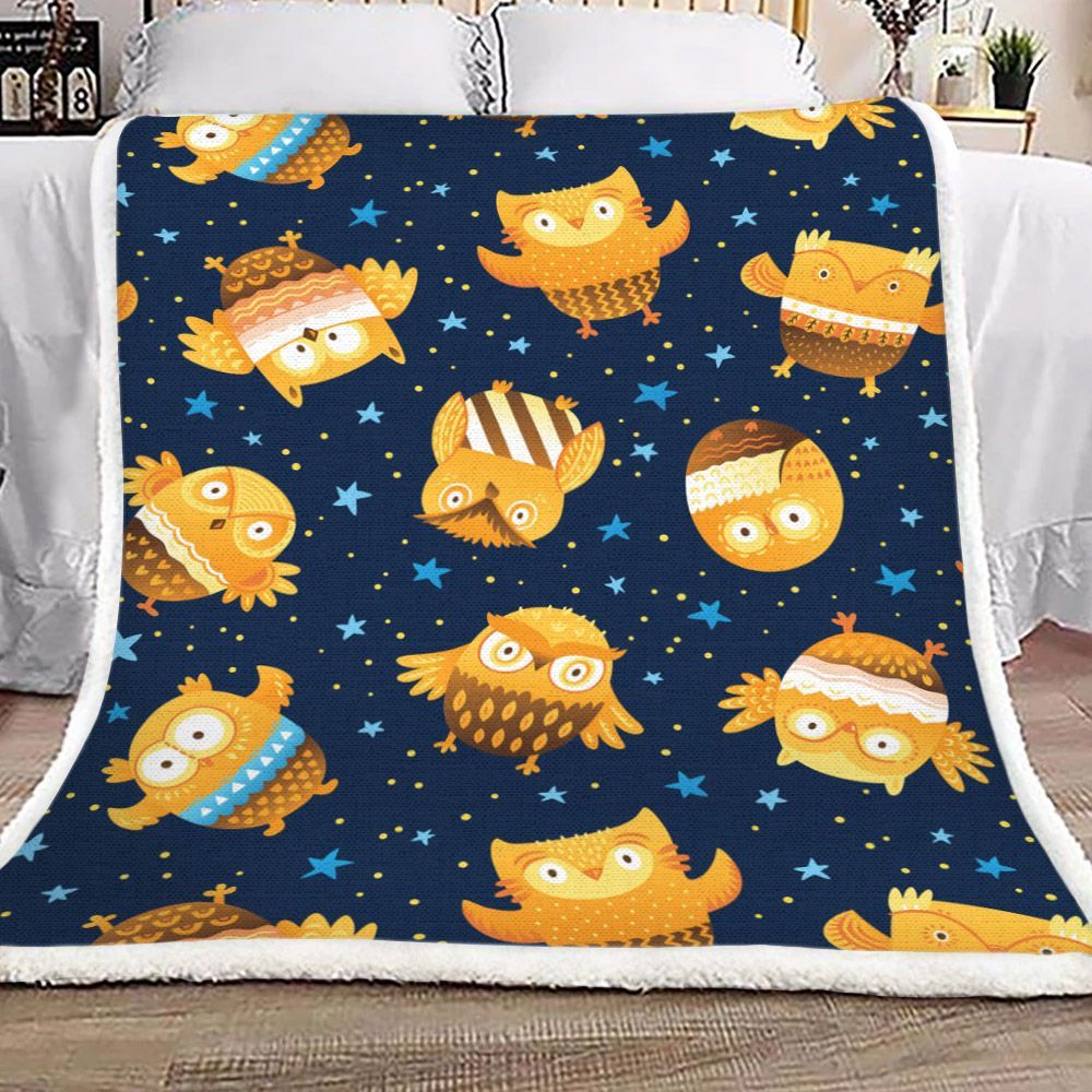 Golden Owl Sherpa Fleece Blanket