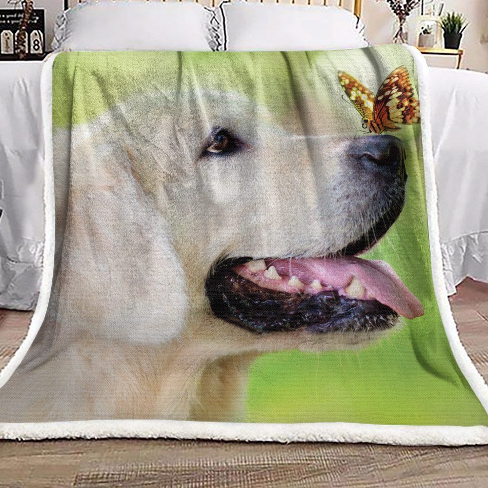 Golden Retriever Butterfly Sherpa Fleece Blanket