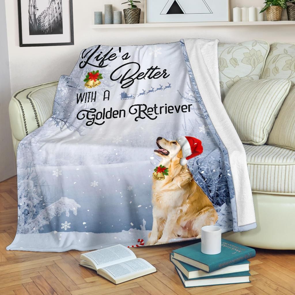 Golden Retriever Christmas Sherpa Fleece Blanket