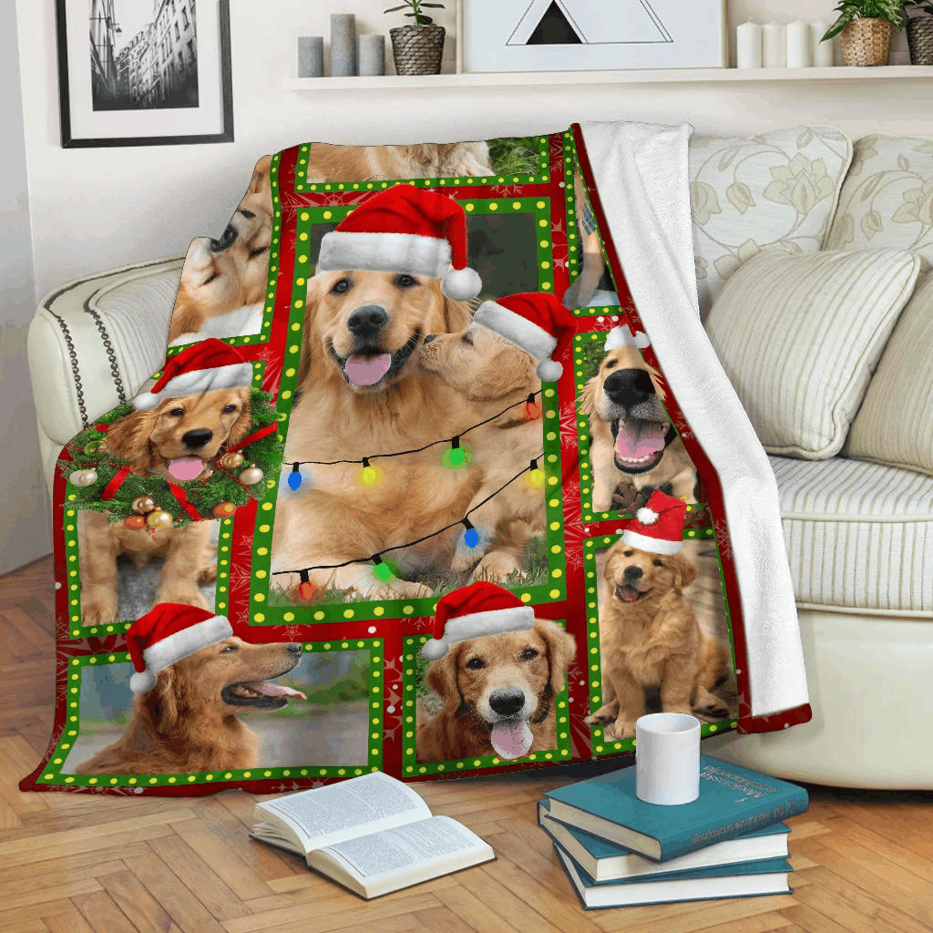 Golden Retriever Christmas Sherpa Fleece Blanket