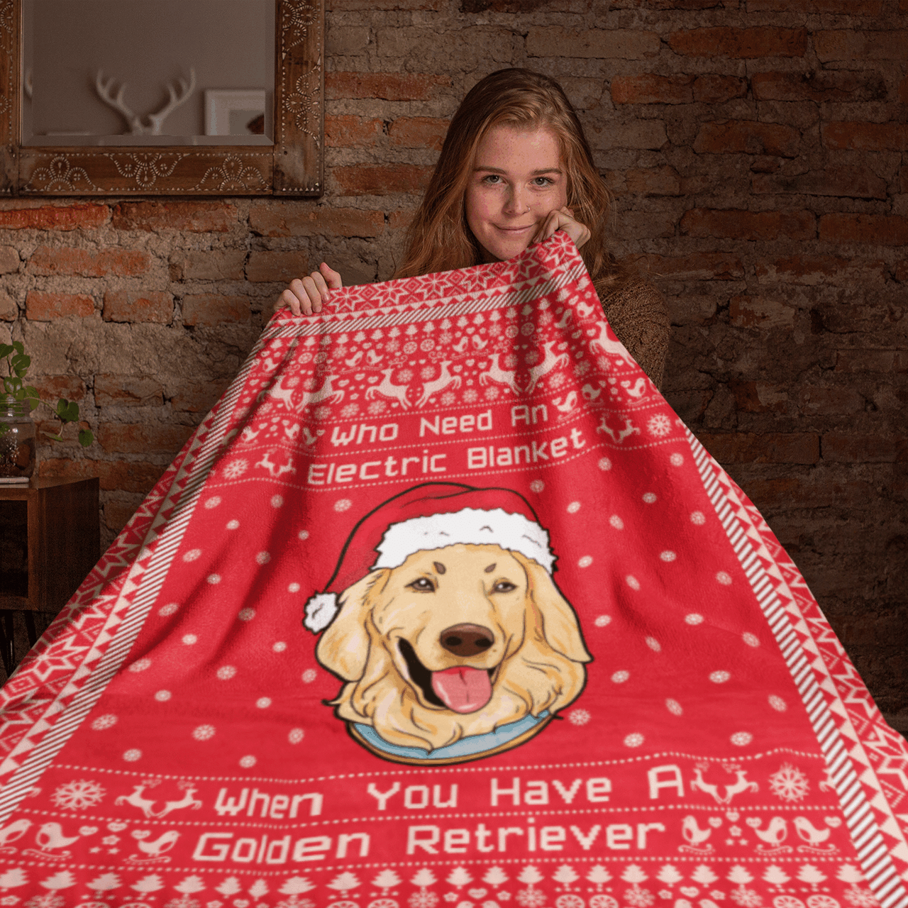 Golden Retriever Christmas Sherpa Fleece Blanket