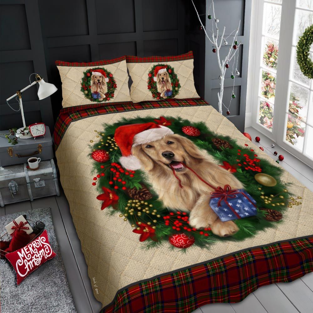 Golden Retriever Christmas Bedding Set