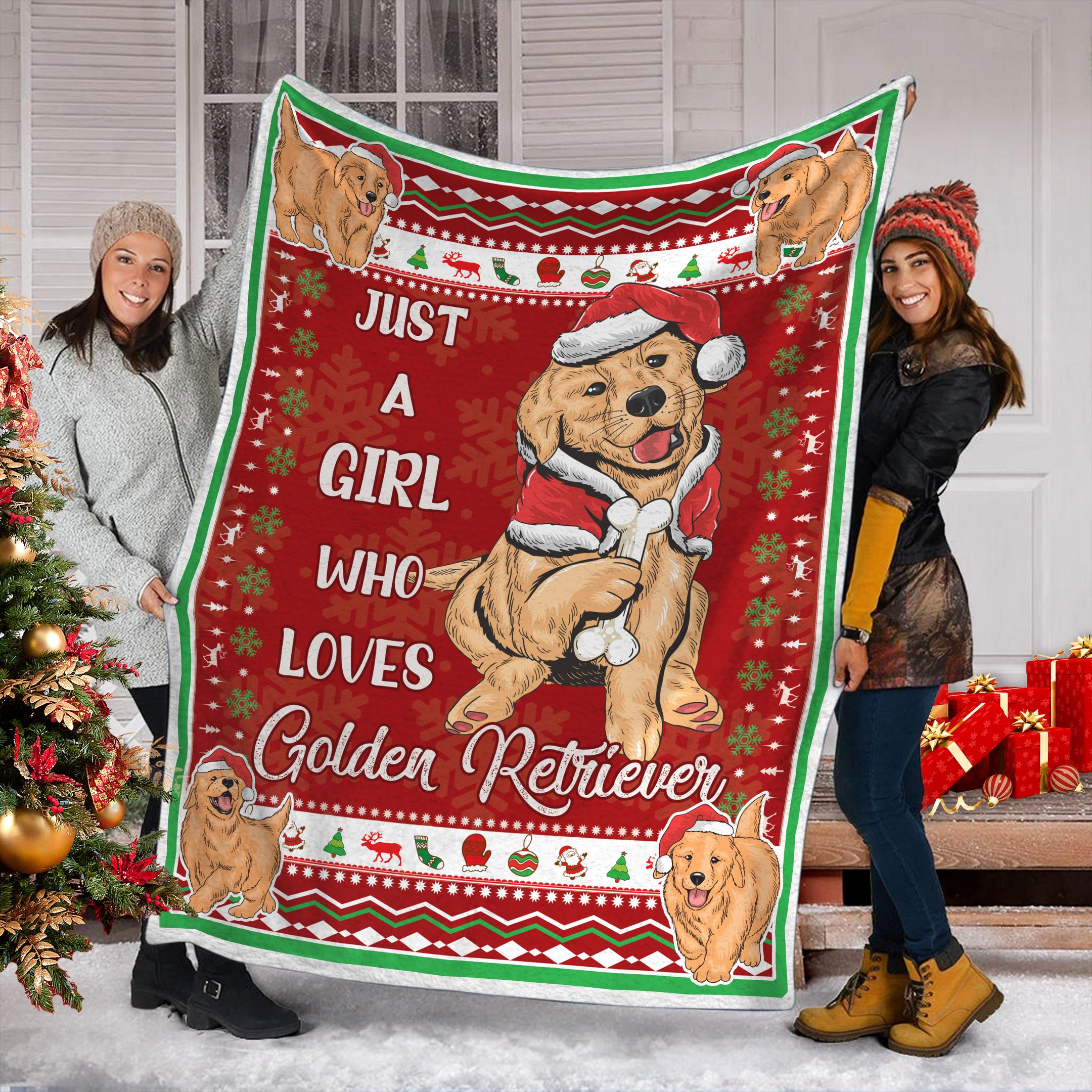 Golden Retriever Christmas Fleece Blanket