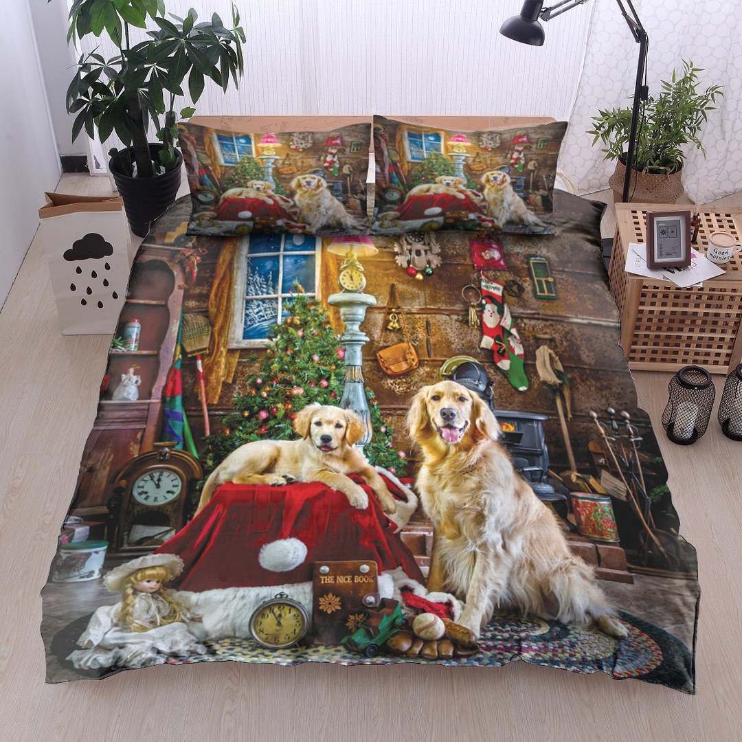 Golden Retriever Christmas Bedding Set