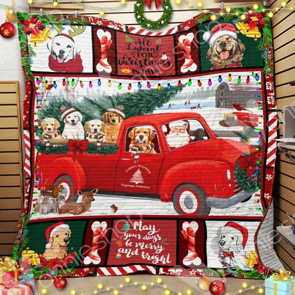 Golden Retriever Christmas GS-CL-LD3110 Quilt Blanket