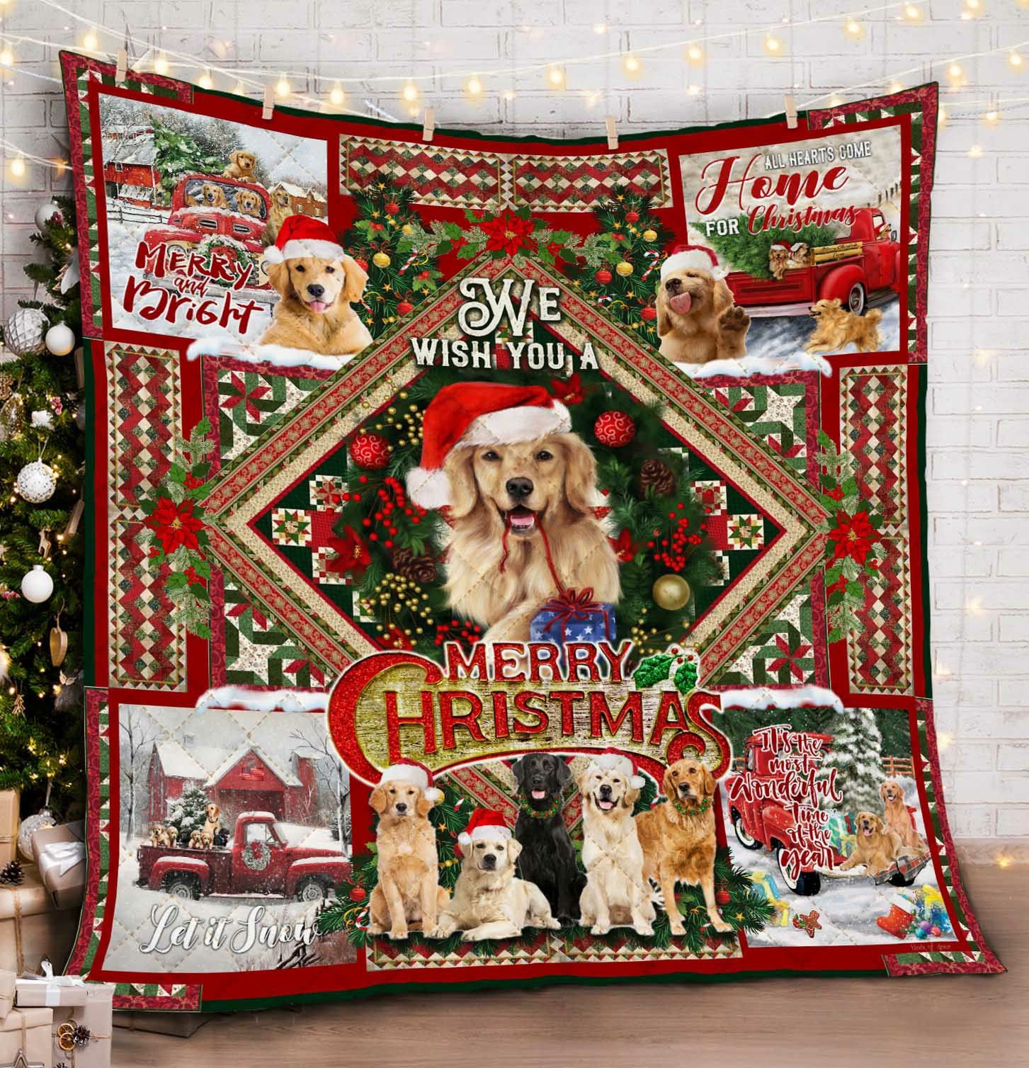 Golden Retriever Christmas HHC121126TH Quilt Blanket